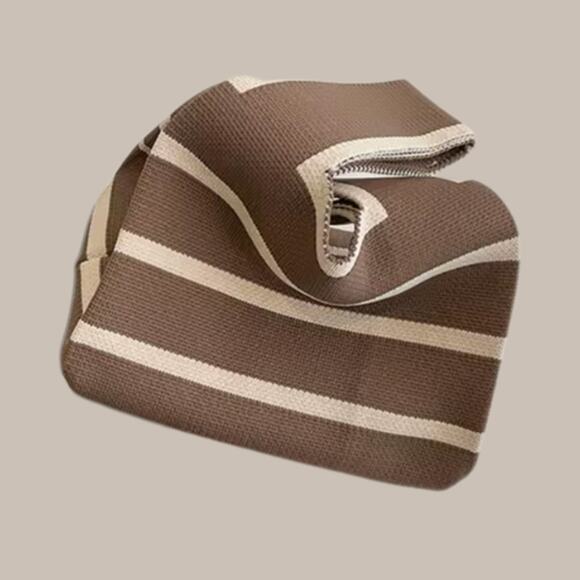 Japandi Knot Bag Soft Knit Foldable Lightweight, Y2K caramel & Cream NWT - Picture 4 of 8